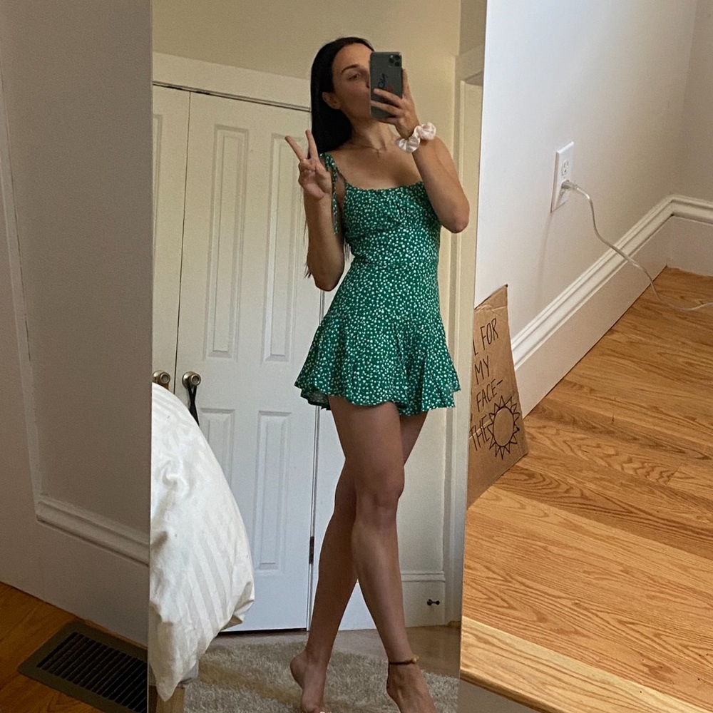 Green Floral Flowy Romper